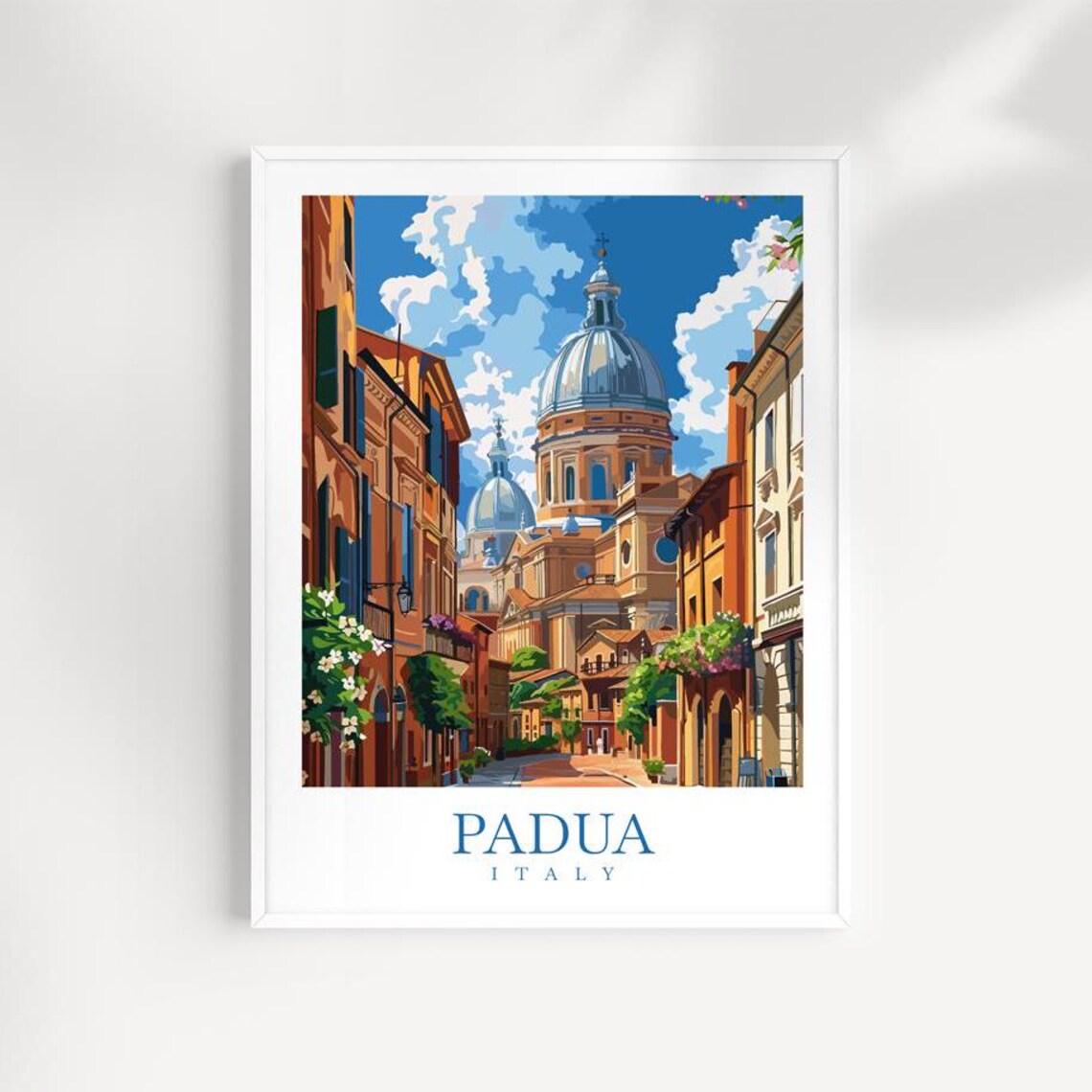 Padua Italy Grand Domed Basilica Street Scene Illustration Poster