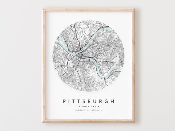 Pittsburgh Map Print, Pennsylvania City Street Art