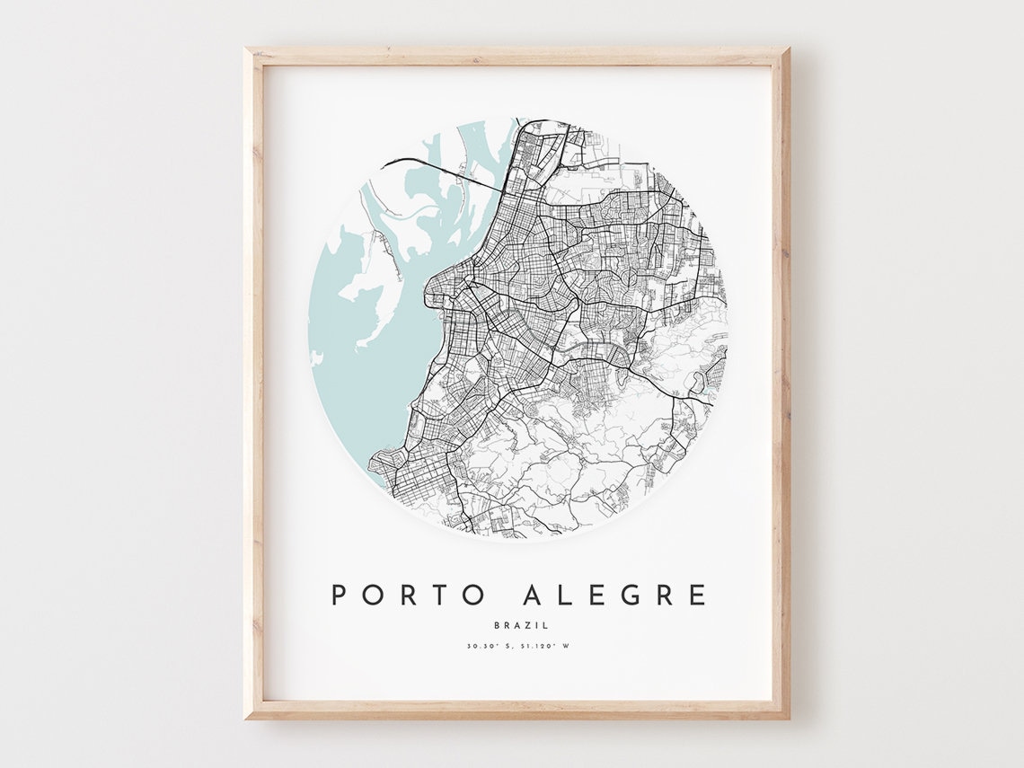 Porto Alegre Brazil Circular City Street Map Minimalist Urban Print