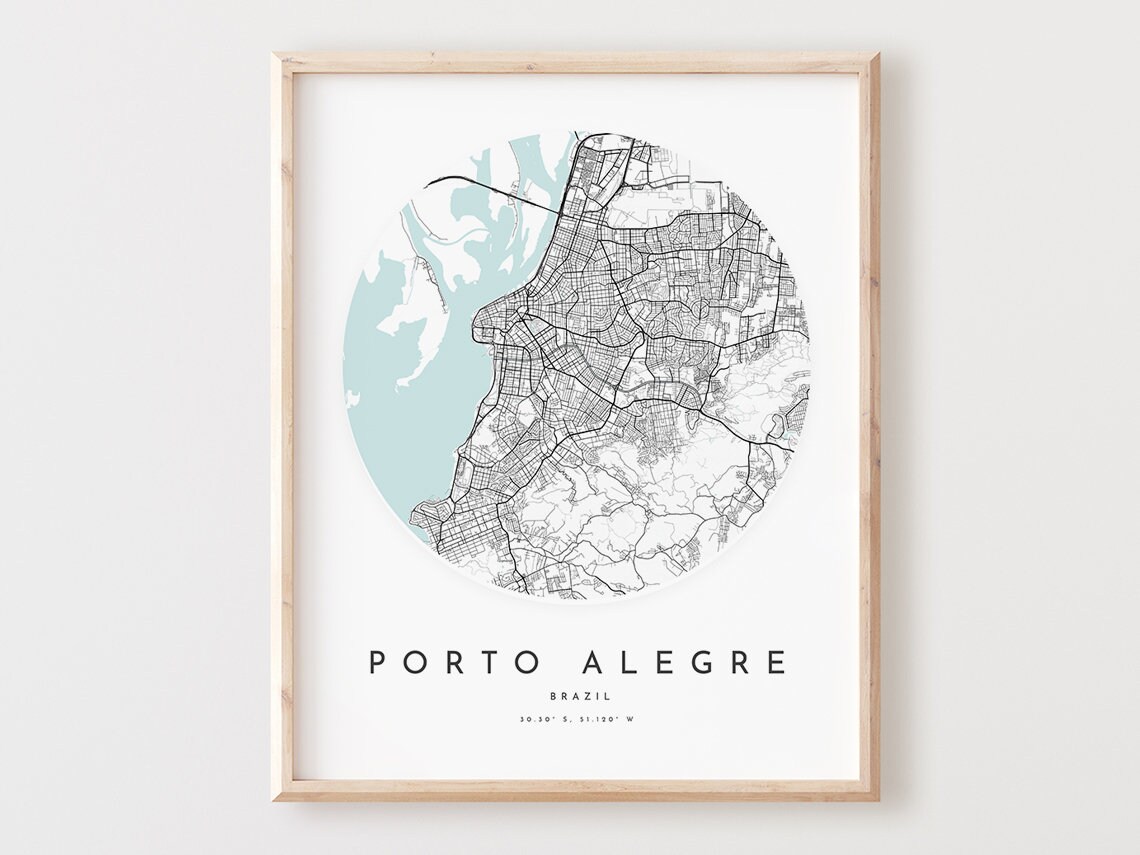 Porto Alegre Map Print Modern City Street Art