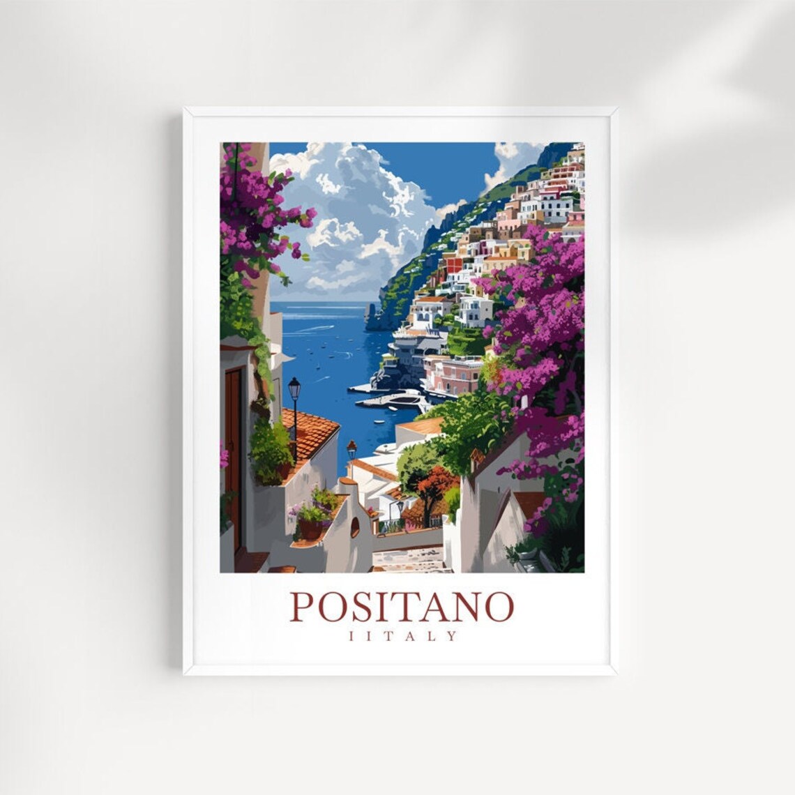 Positano Travel Poster, Italy Wall Art Decor