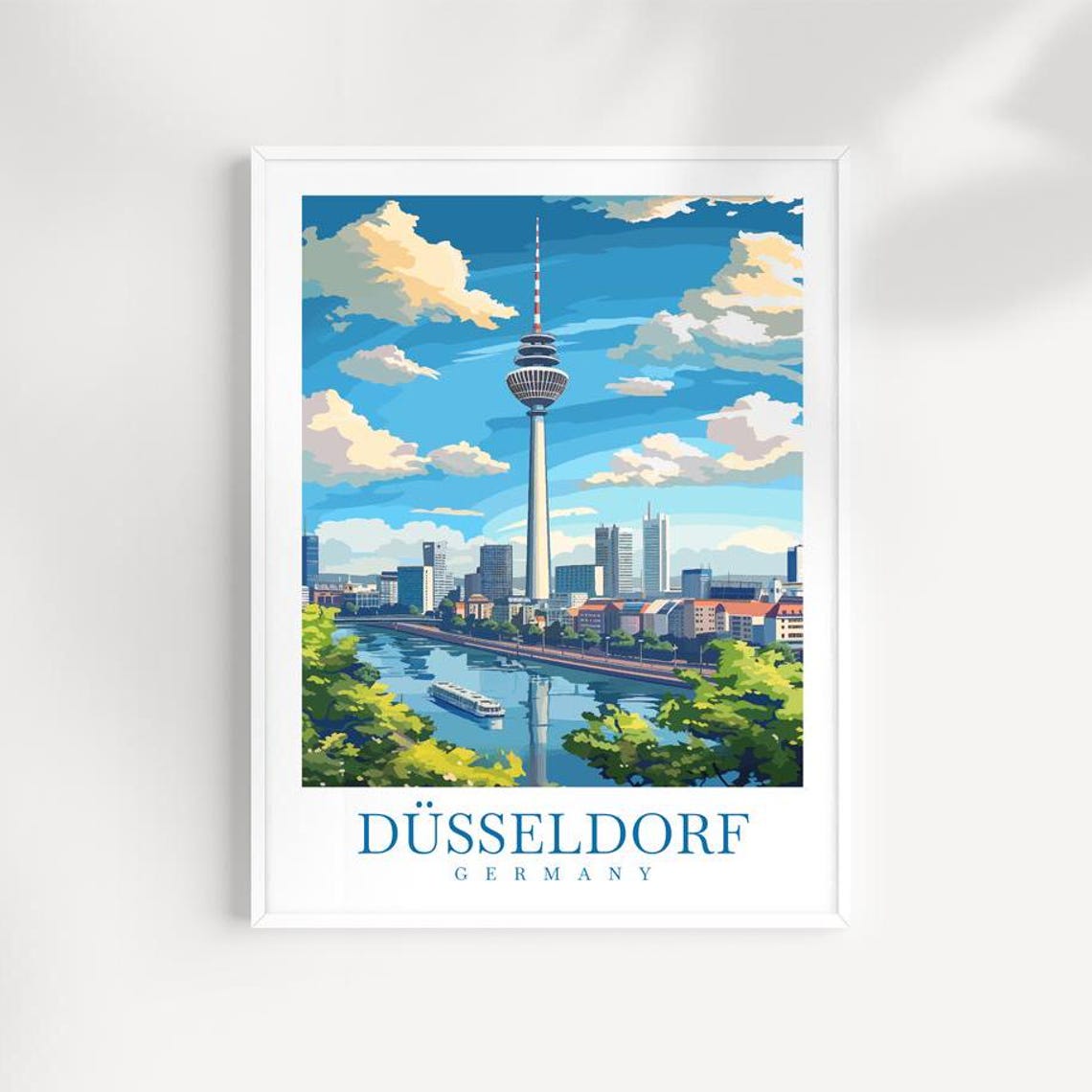 Dusseldorf Germany Rheinturm Rhine River Skyline Modern City Poster