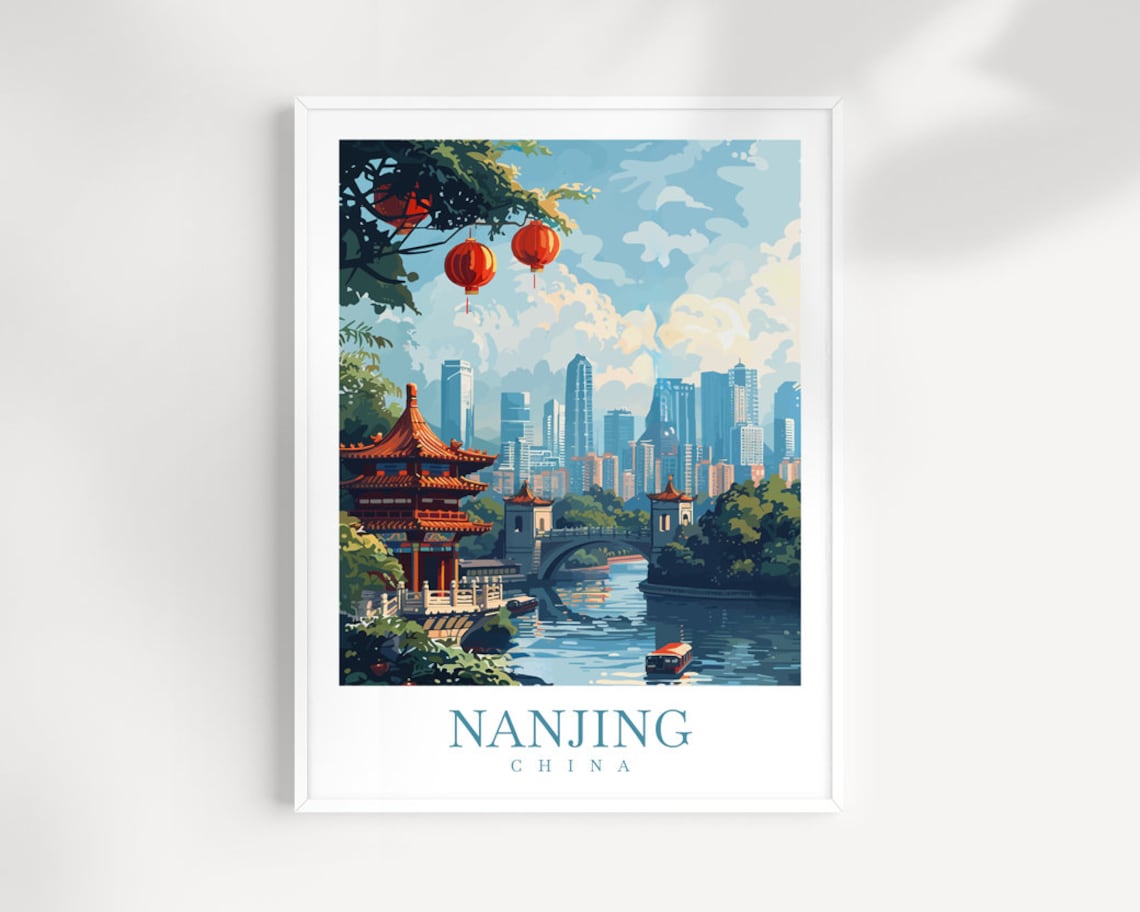 Nanjing Travel Poster, China Wall Hanging
