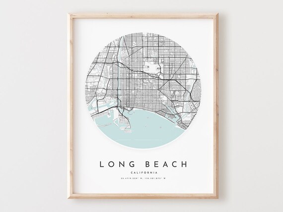 Long Beach Map Print City Street Art