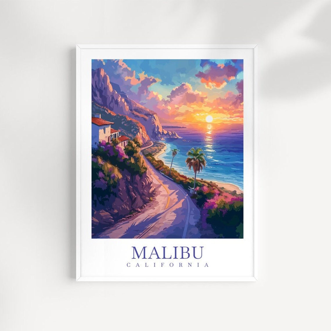 Malibu Travel Print California Poster Wall Art Malibu Wall Hanging Home Dcor Malibu Gift Art Lovers California Malibu Poster