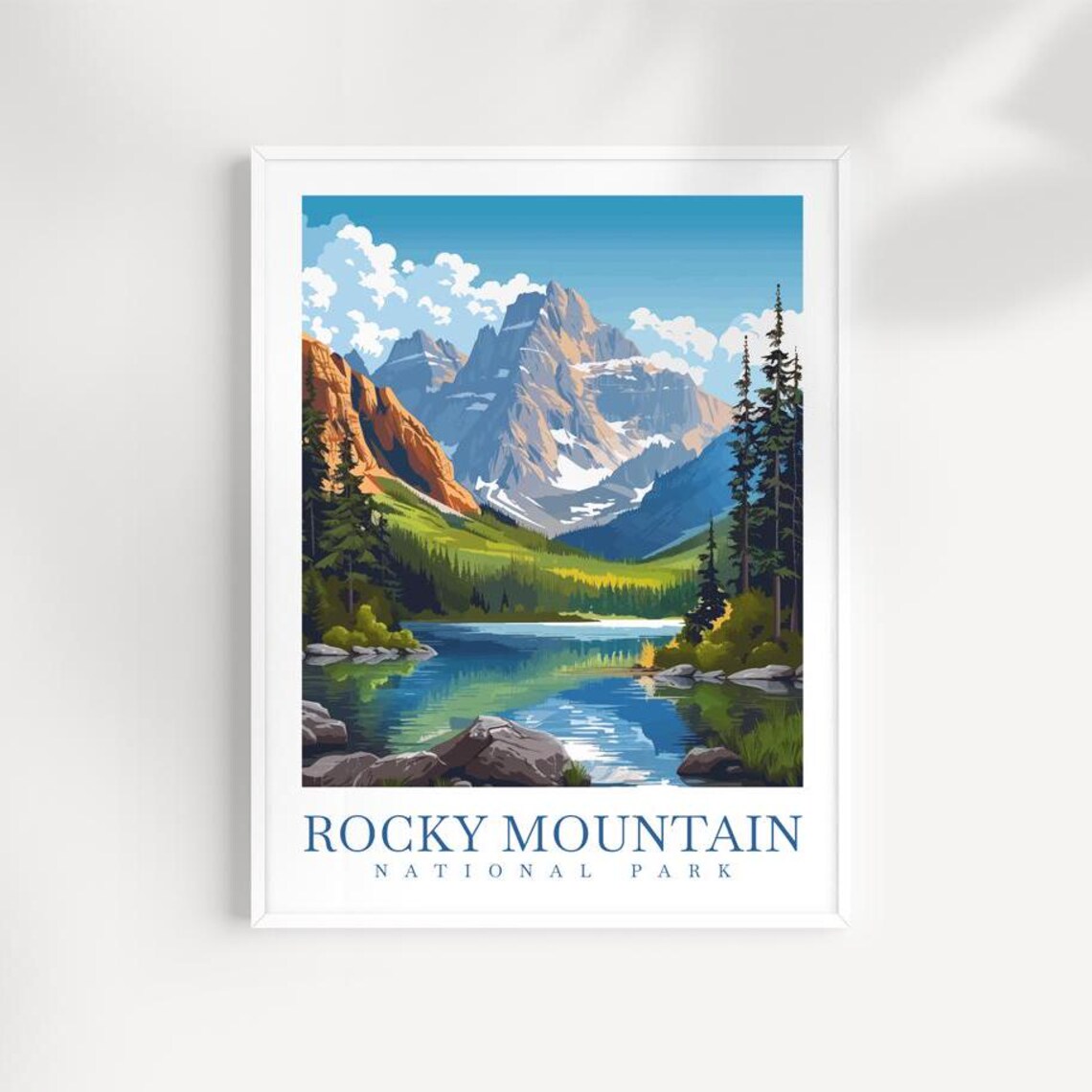 Rocky Mountain National Park Granite Peak Over Still Lake Art Print
