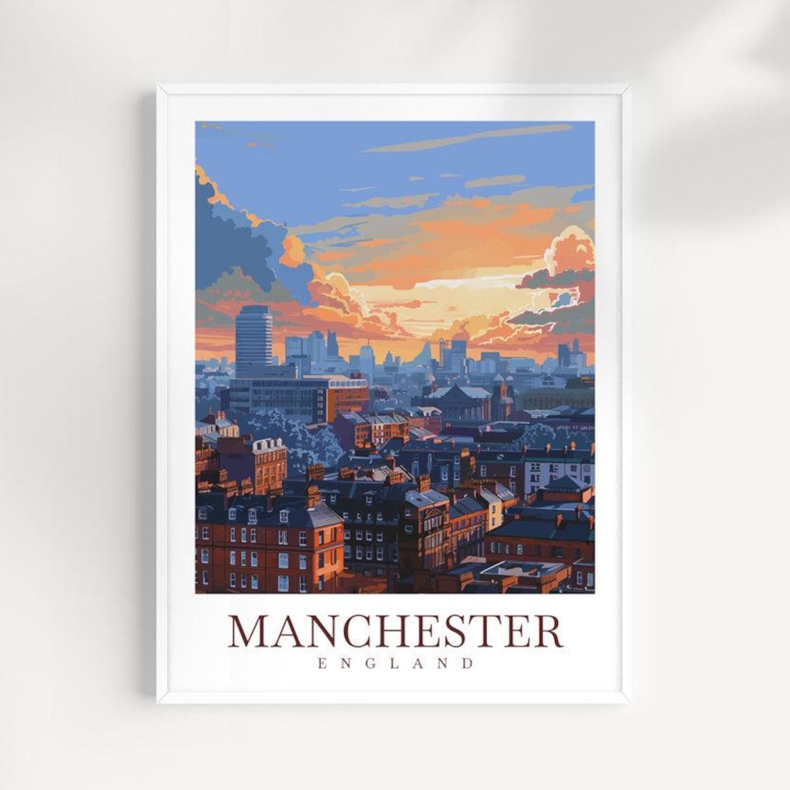 Manchester England Travel Print Cityscape Wall Art