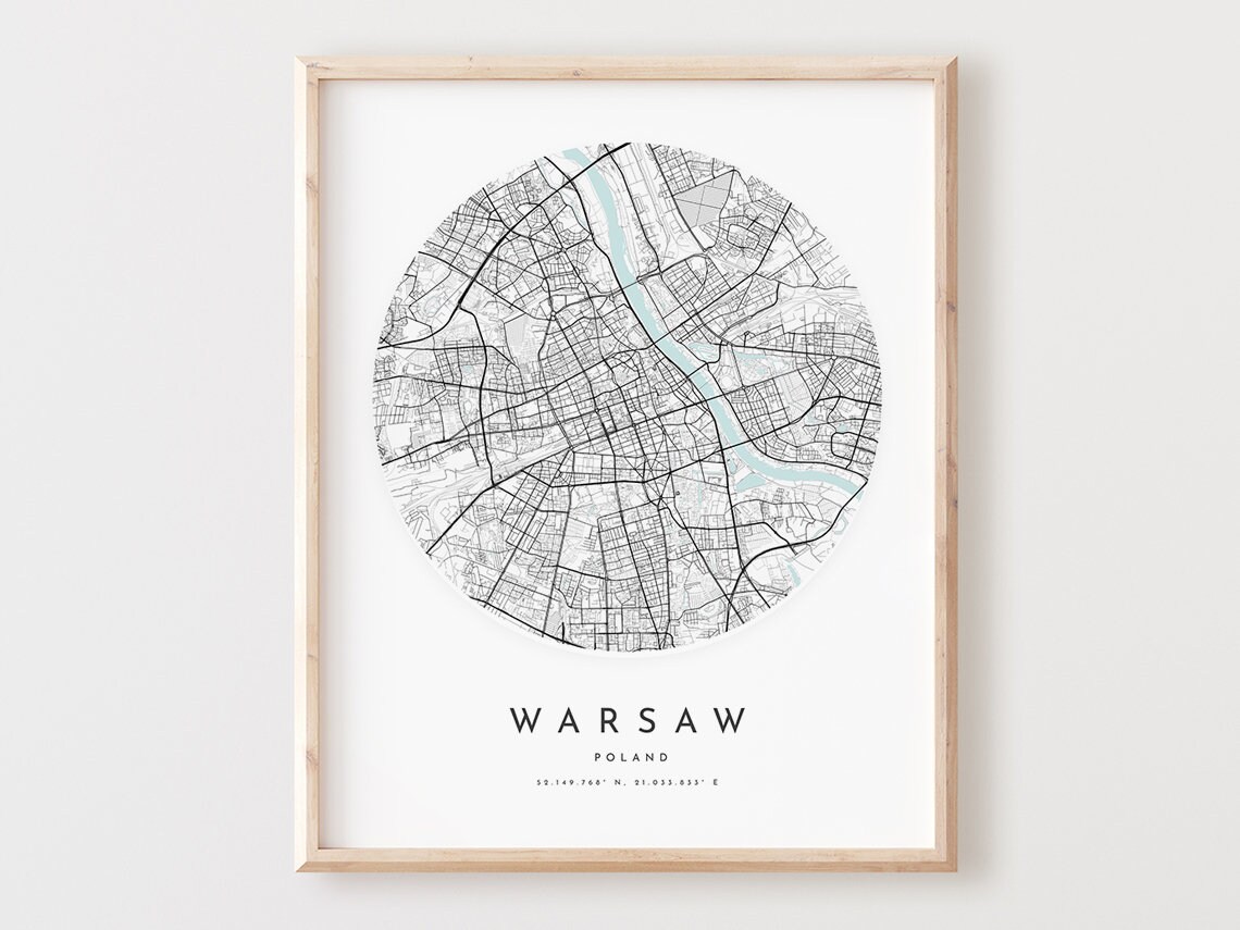 Warsaw Map Print Minimalist City Street Wall Art