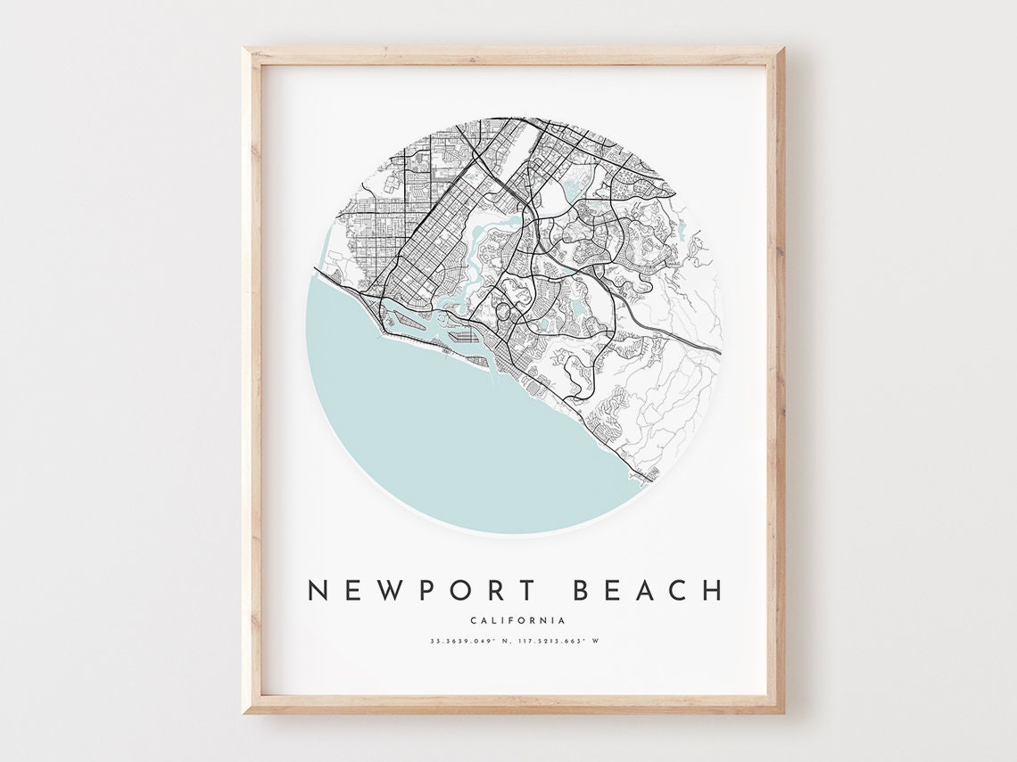 Newport Beach California City Map Minimalist Coast Street Art Poster
