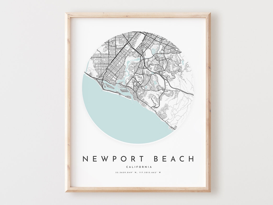 Newport Beach Map Print City Wall Art