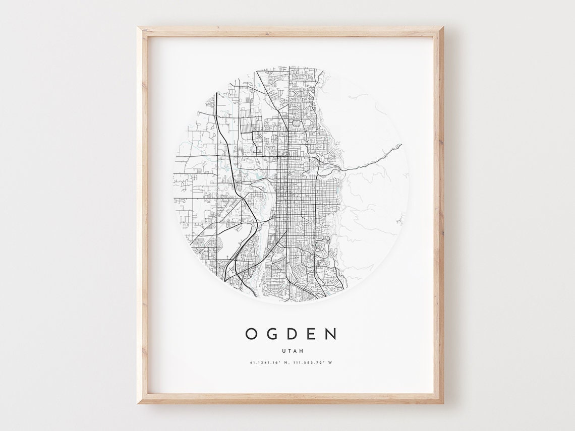 Ogden Utah Minimalist Black And White City Street Map Art Poster