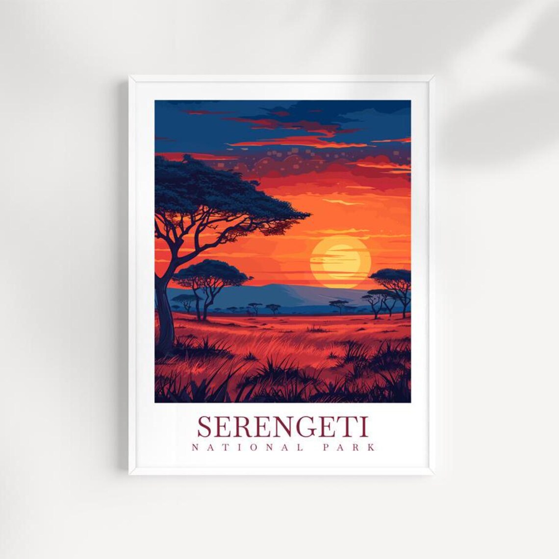 Serengeti National Park Sunset Savanna Acacia Trees Tanzania Poster