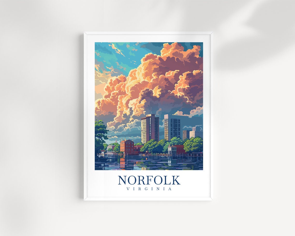Norfolk Travel Print Virginia Poster Wall Art Norfolk Wall Hanging Home Dcor Norfolk Gift Art Lovers Norfolk Art Lover Travel Poster Art