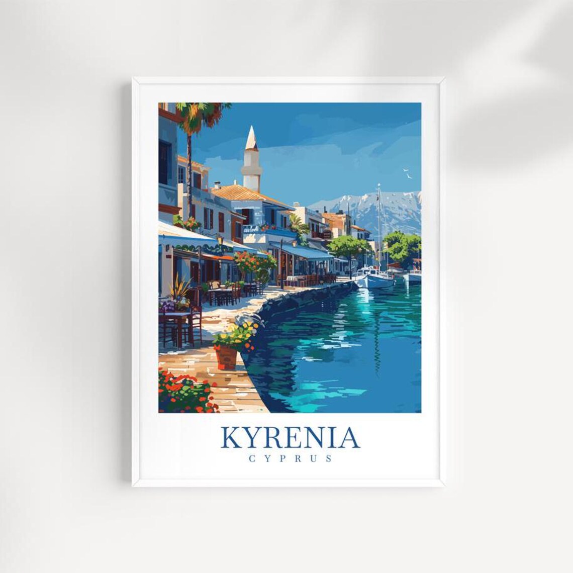 Kyrenia Cyprus Harbor Waterfront Old Town Marina Travel Poster