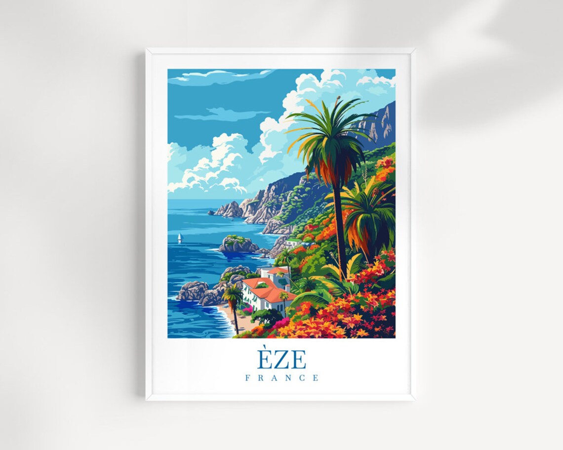 Eze Travel Print Wall Art France Wall Hanging Home Dcor Ze Gift Art Lovers France Art Lover Gift Eze Print France Artwork Eze Coastal Art