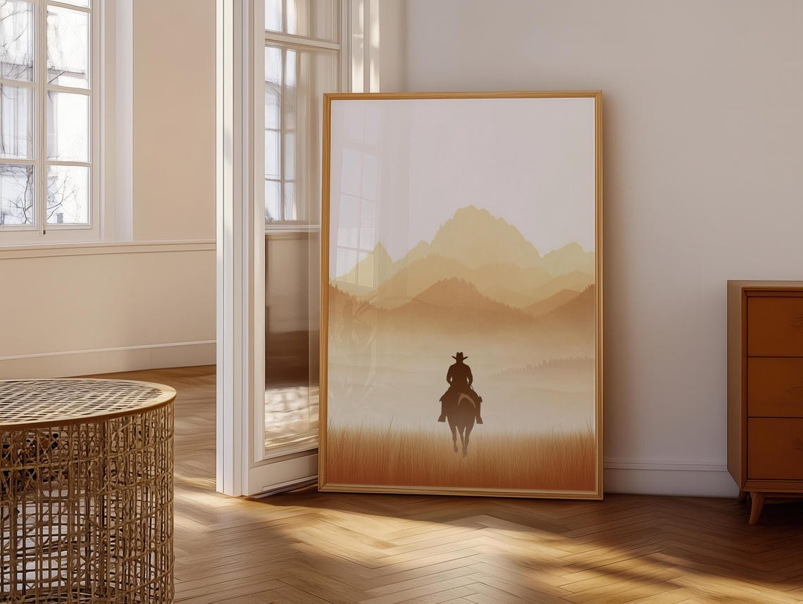 Western Cowboy Minimalist Print Wall Hanging Masculine Wall Art Art Southwestern Artwork - Image 6