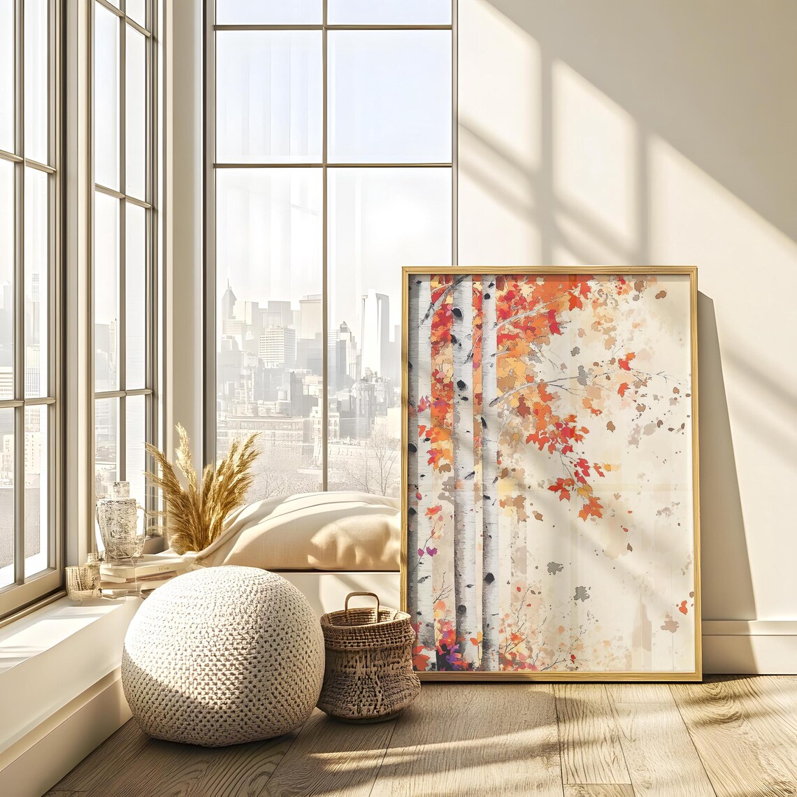 Birch Tree Painting Nature Inspired Watercolor Wall Art Print Japandi Style Birch Tree Art Dopamine Decor Bedroom Living Dining Room - Image 2