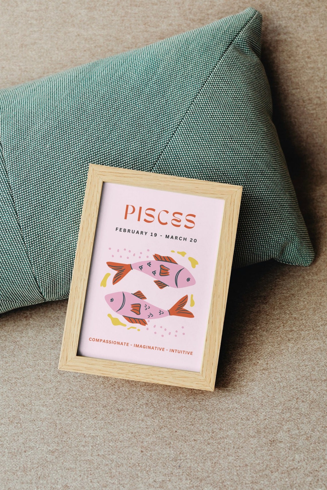 Pisces Zodiac Fish Pink Horoscope Personality Birthday Gift Art Poster - Image 3