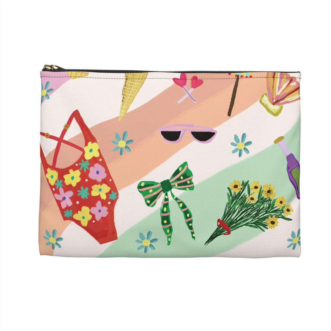 Summer Beach Accessories Cosmetic Bag Pink Pouch Cover Print - Image 3