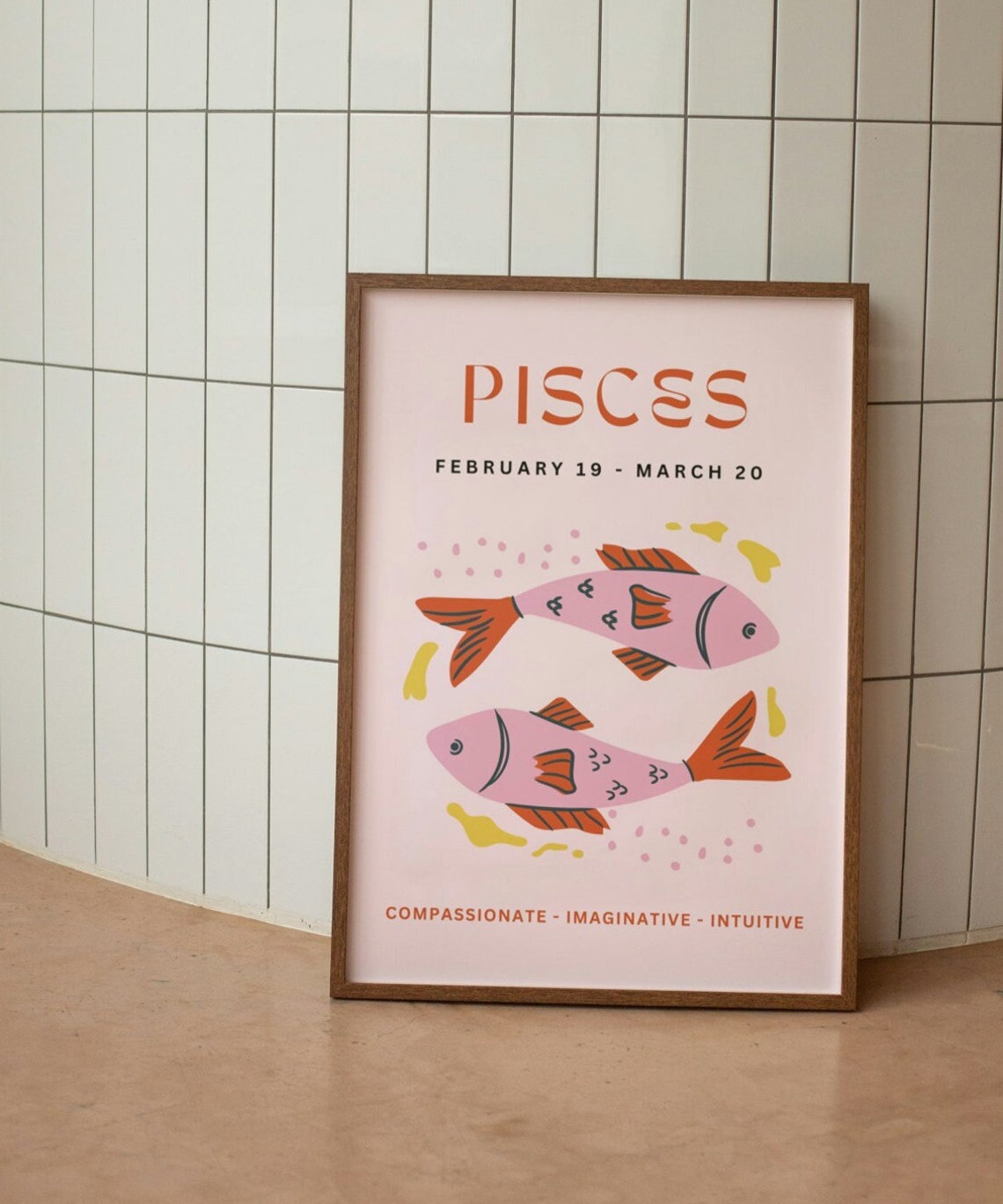 Pisces Zodiac Fish Pink Horoscope Personality Birthday Gift Art Poster - Image 2