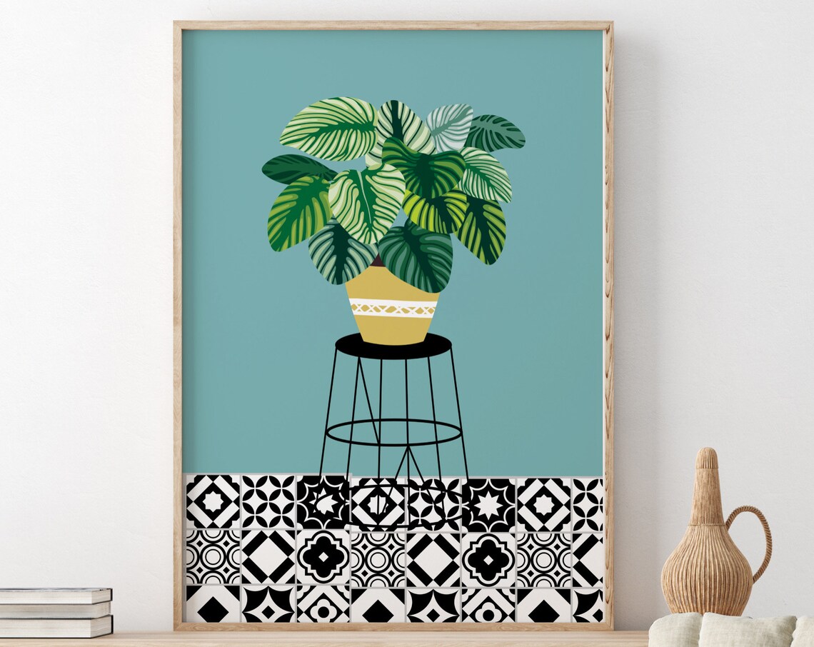 Colorful Plant Print Botanical Wall Art Living Room Decor