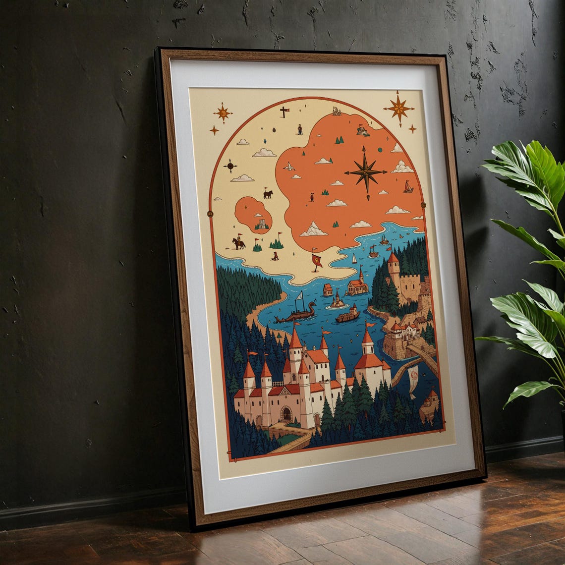 Fantasy Medieval Map Castle Illustration