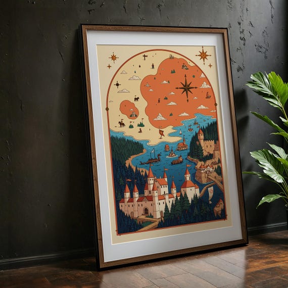 Fantasy Medieval Map Castle Illustration
