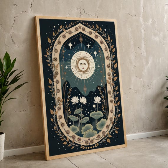 Boho Sun and Moon Art Print, Celestial Poster