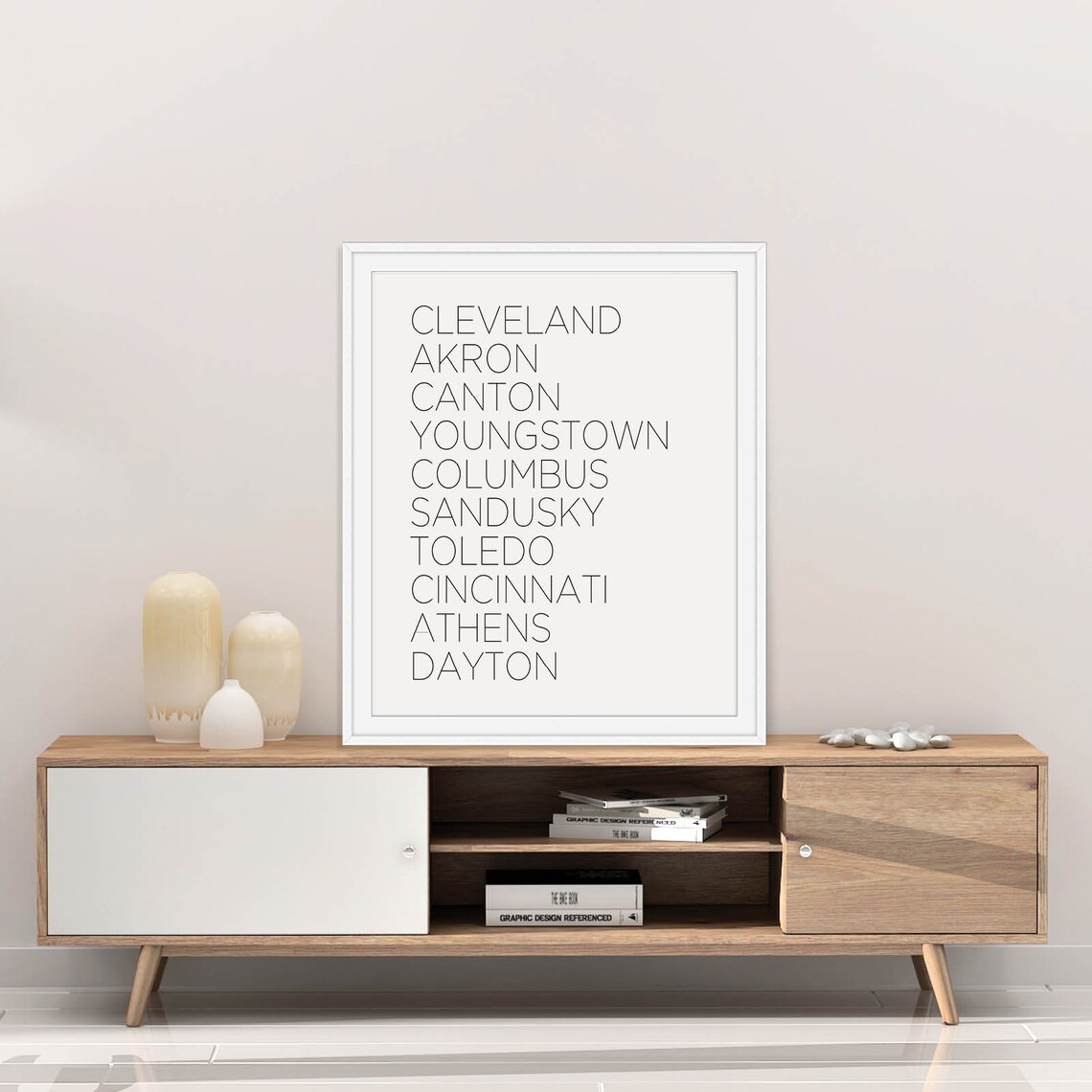 Ohio Cities Typography Minimalist State Love Black and White Poster - Image 2