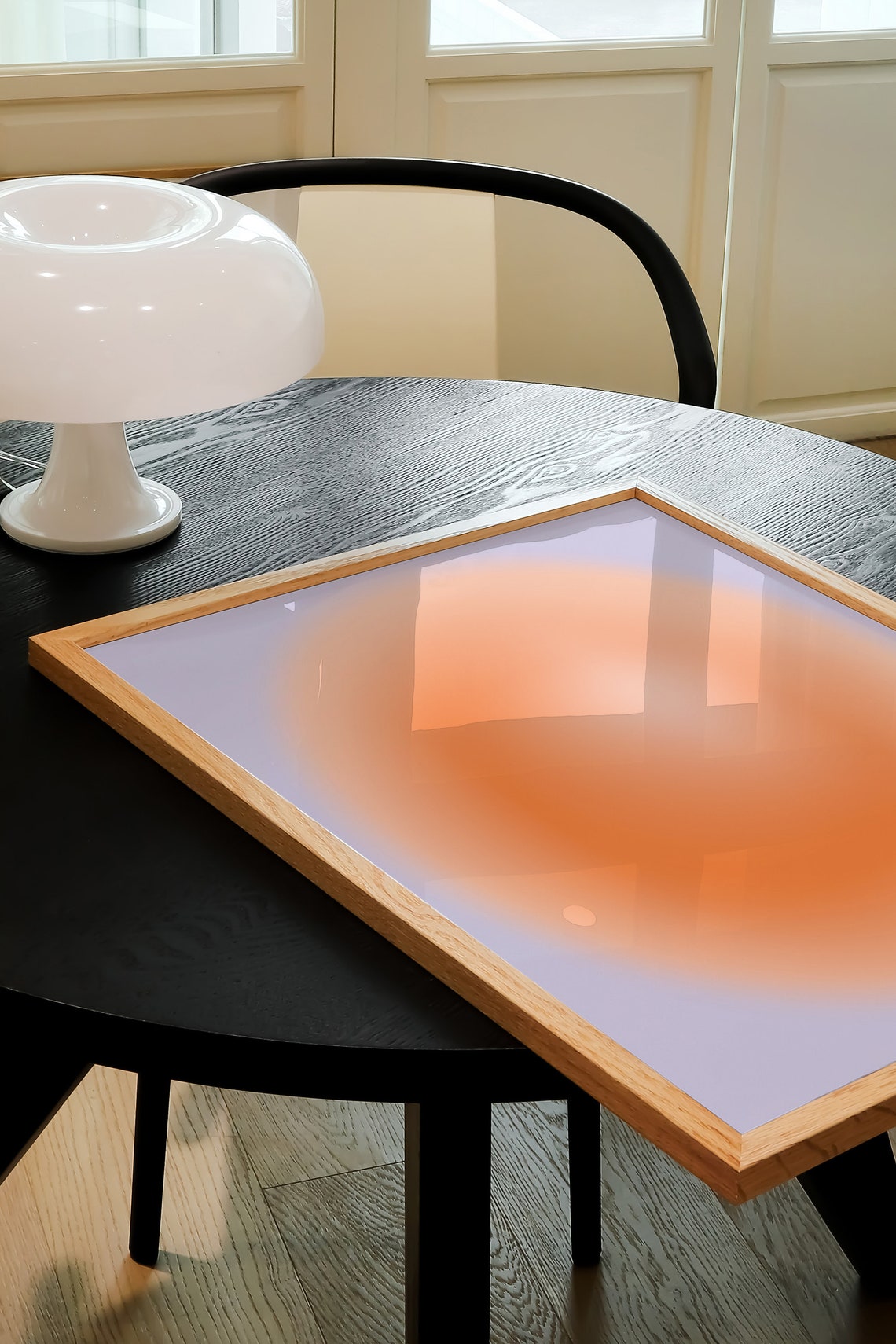 Peach Aura Gradient on Lavender Abstract Aesthetic Art Poster - Image 3