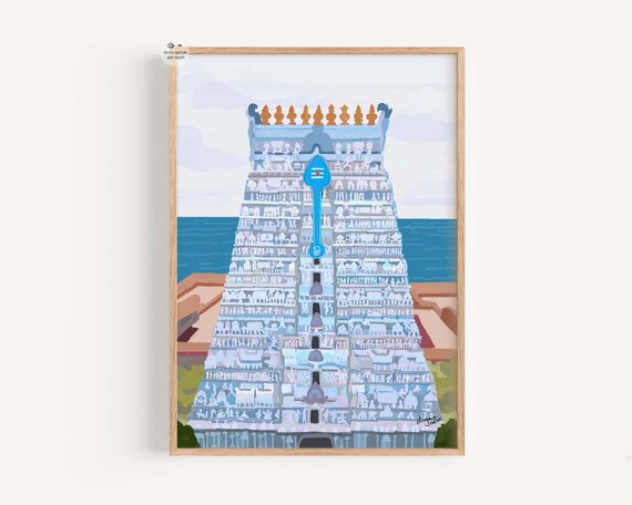 Tiruchendur Murugan Temple Art Print Premium Fine South Gopuram Wall Hindu Decor Gift For Lovers