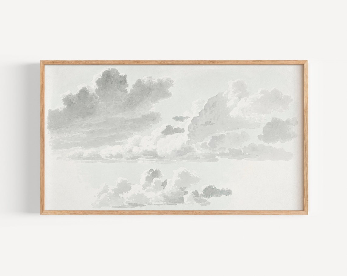 Muted Vintage Cloud Study Gray White Sky Serene Clouds Poster