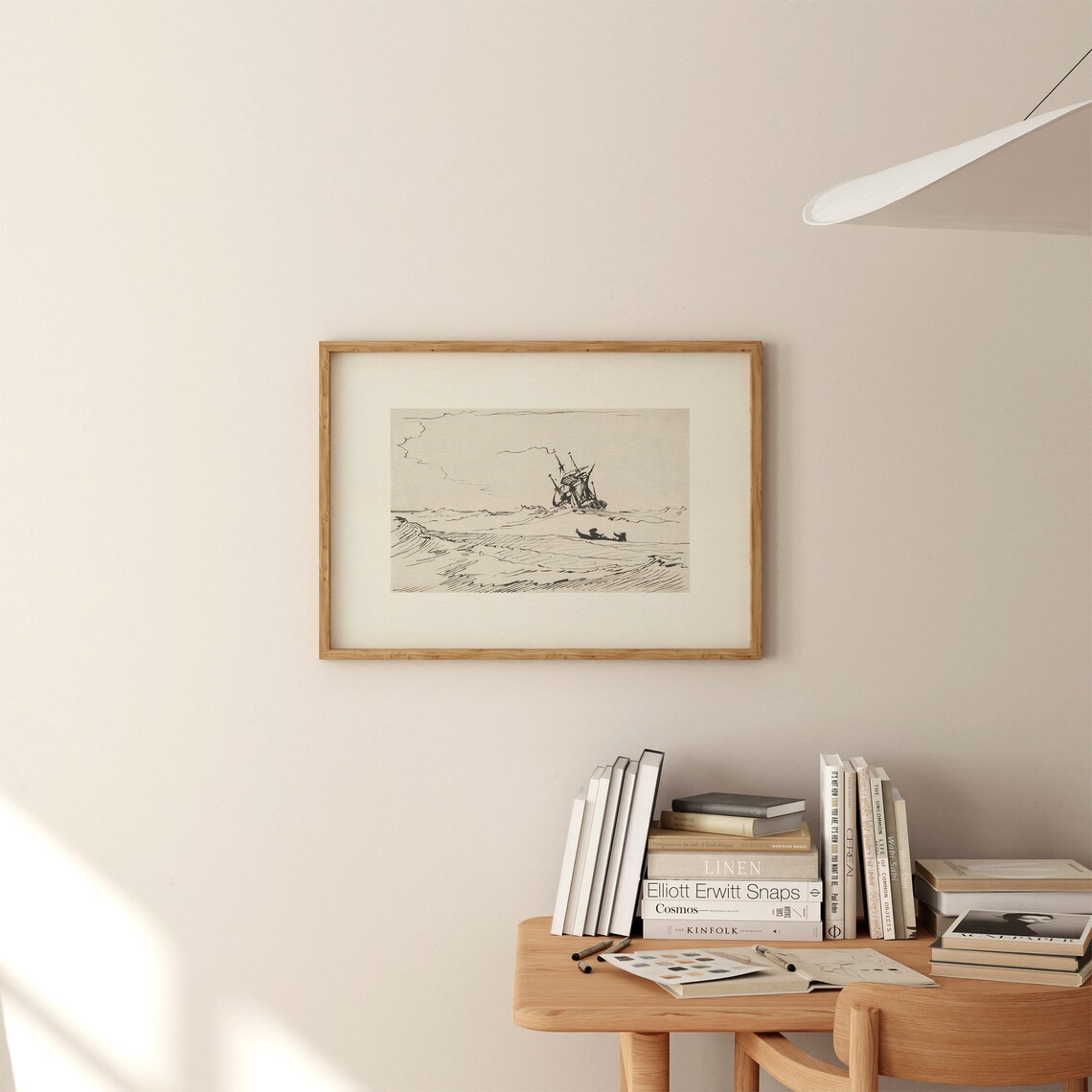 Vintage Nautical Sailboat Ink Drawing Art Print - Image 2