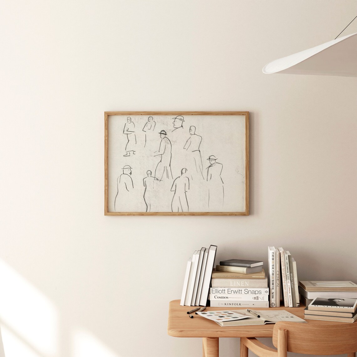 Vintage Black Ink Abstract Line Drawing Art Print - Image 4