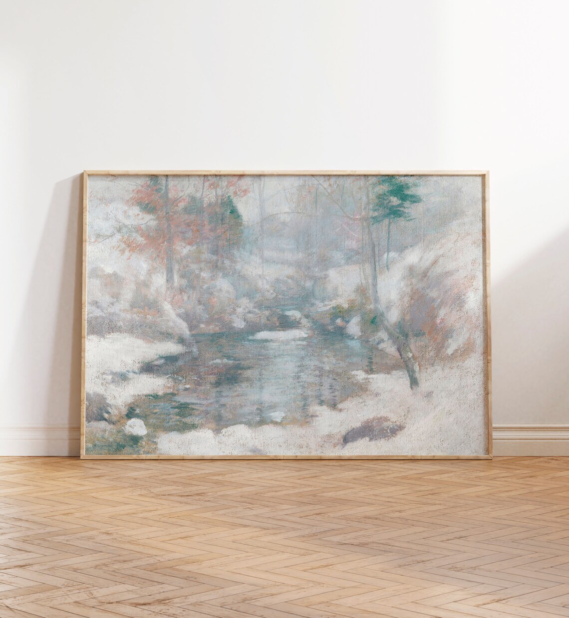 Wintery Landscape Watercolor Forest River Art Print - Image 5