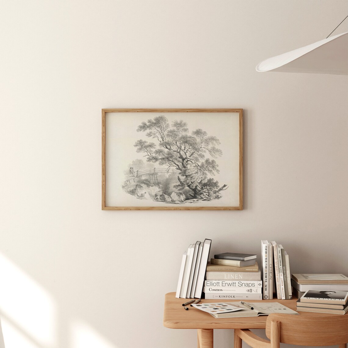 Vintage Black and White Tree Sketch Art Print - Image 3