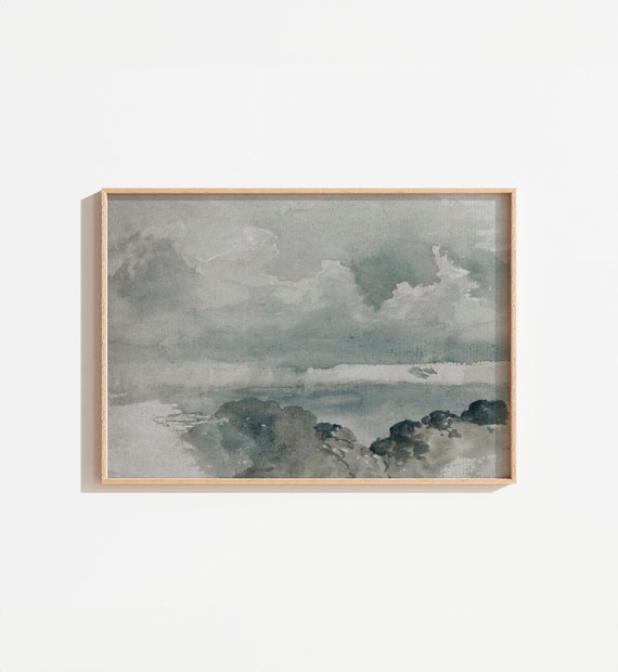 Vintage Coastal Watercolor Landscape Art Print