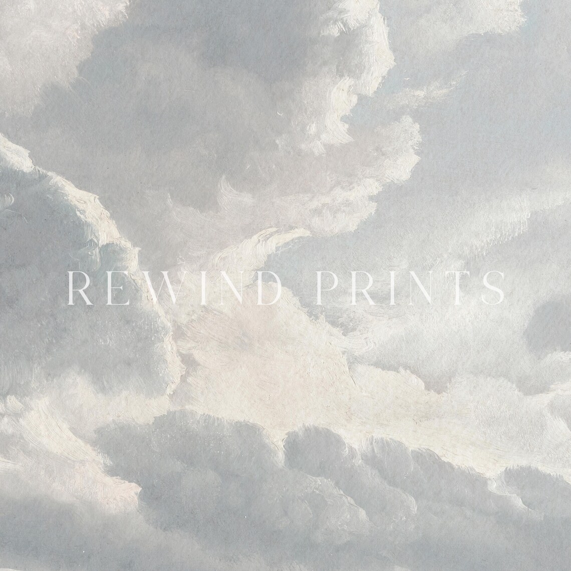Vintage Cloud Painting, Neutral Sky Landscape Art Print - Image 5