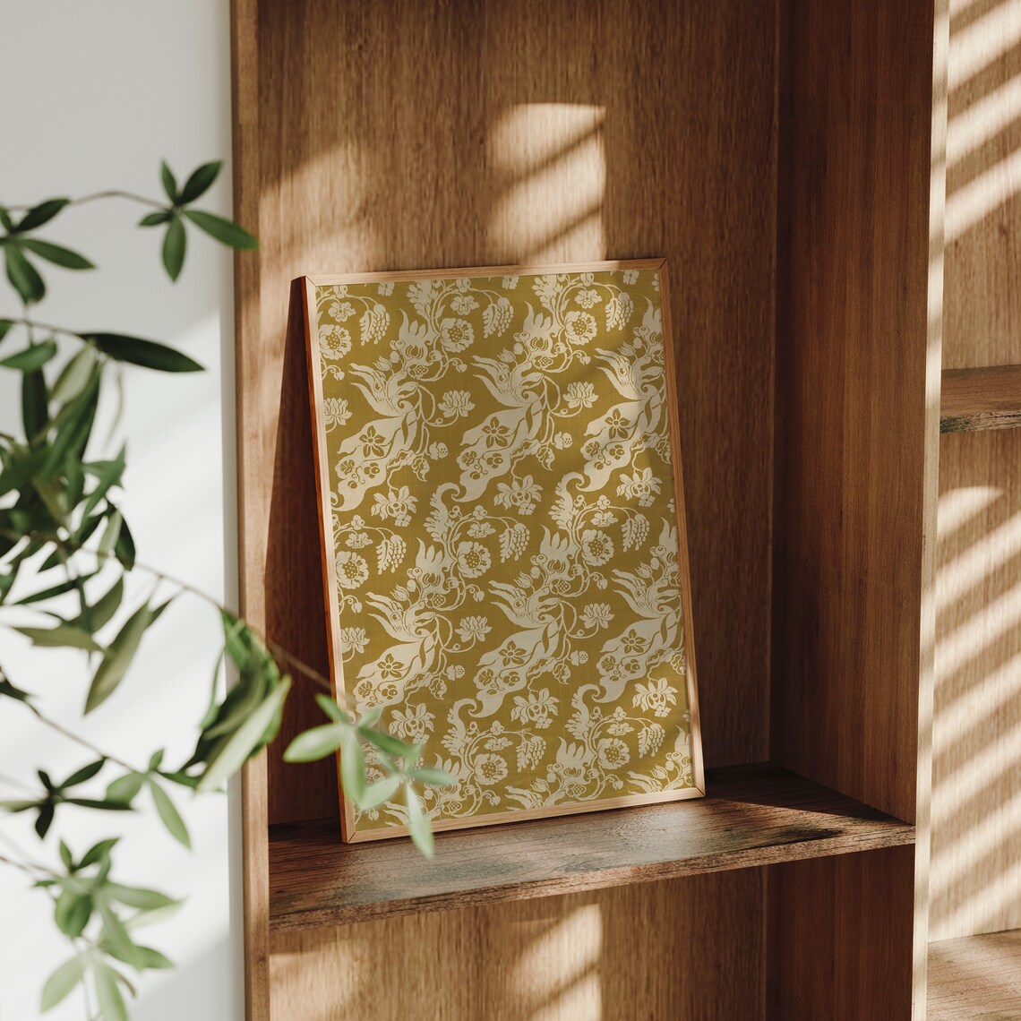 Vintage Yellow Tapestry Print, Victorian Floral Art - Image 2