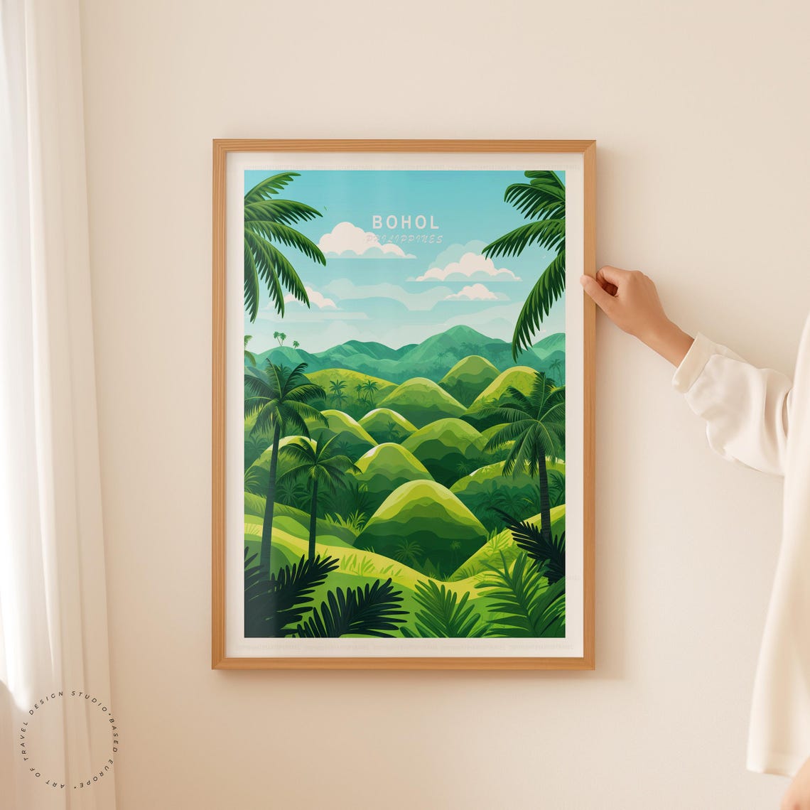 Bohol Philippines Chocolate Hills Palm Trees Sunny Hillside Art Poster - Image 5