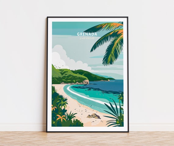 Grenada Caribbean Print Grenada Poster Caribbean Grenada Coastal Poster Home Decor Personalised Gifts Birthday Present