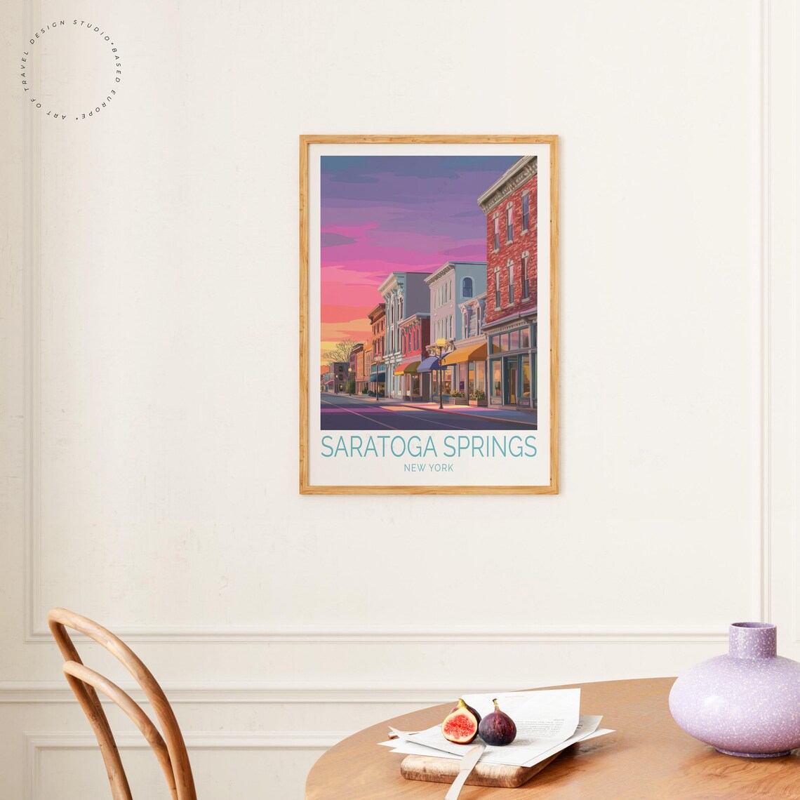 Saratoga Springs New York Sunset Downtown Main Street Travel Poster - Image 4