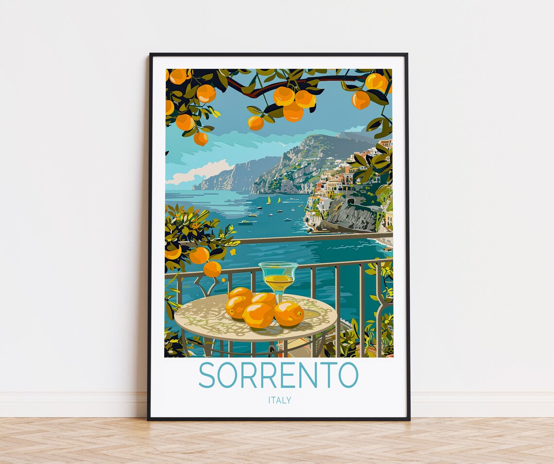 Sorrento Italy Terrace With Lemons And Coastal Sea View Poster
