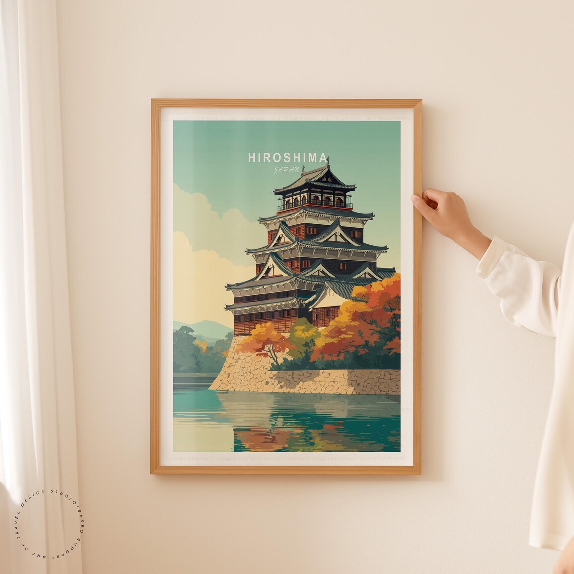 Hiroshima Japan Historic Castle Tiered Roofs Vintage Travel Poster - Image 5
