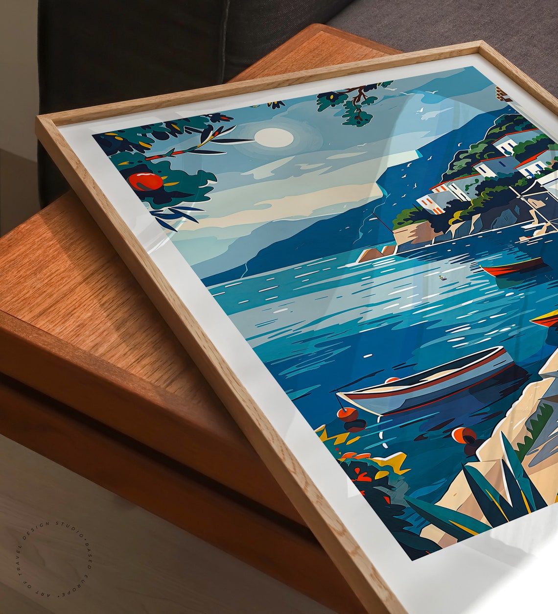 Milos Greece Harbor Fishing Boats Whitewashed Village Poster - Image 3