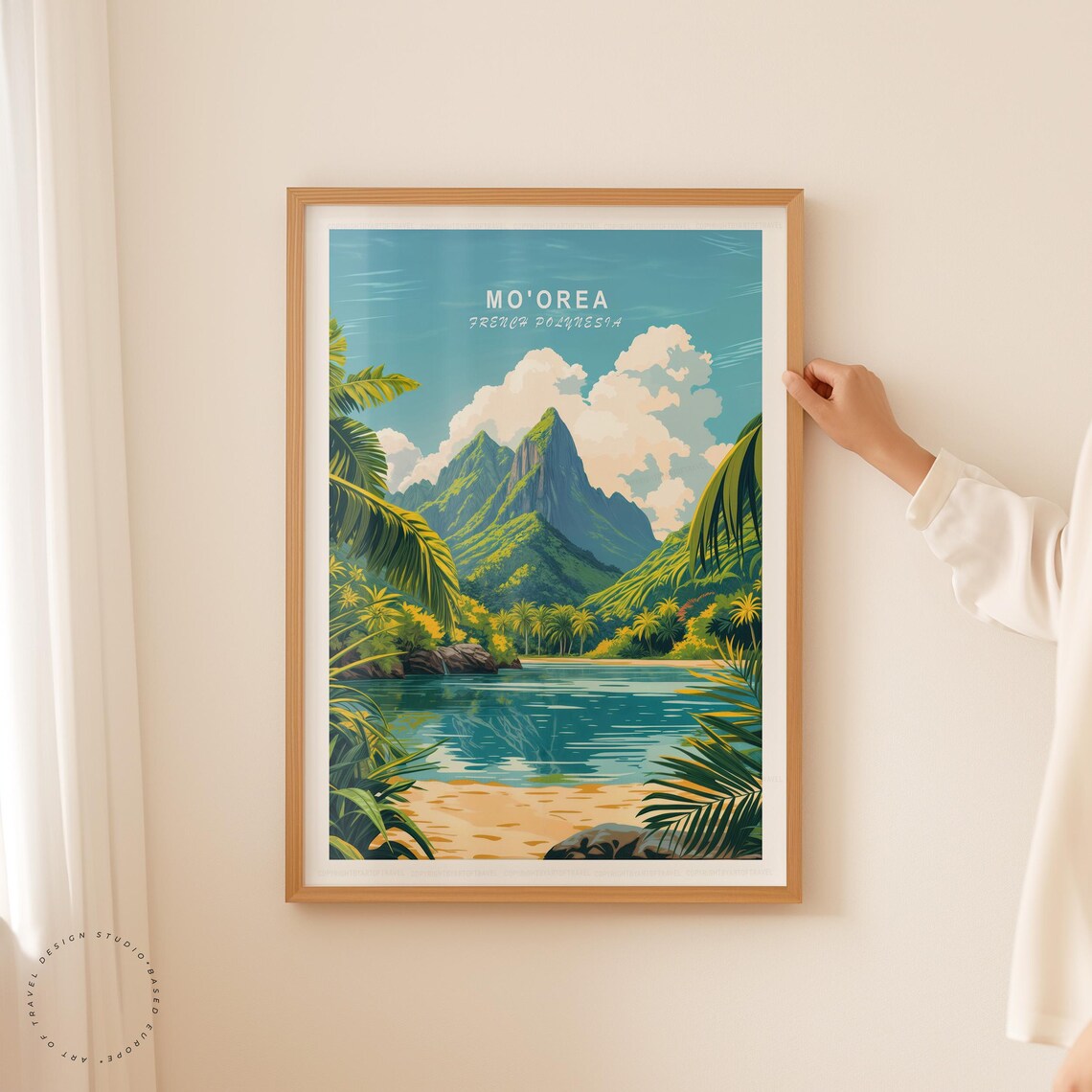Moorea French Polynesia Lagoon Palm Peaks Tropical Travel Poster - Image 5