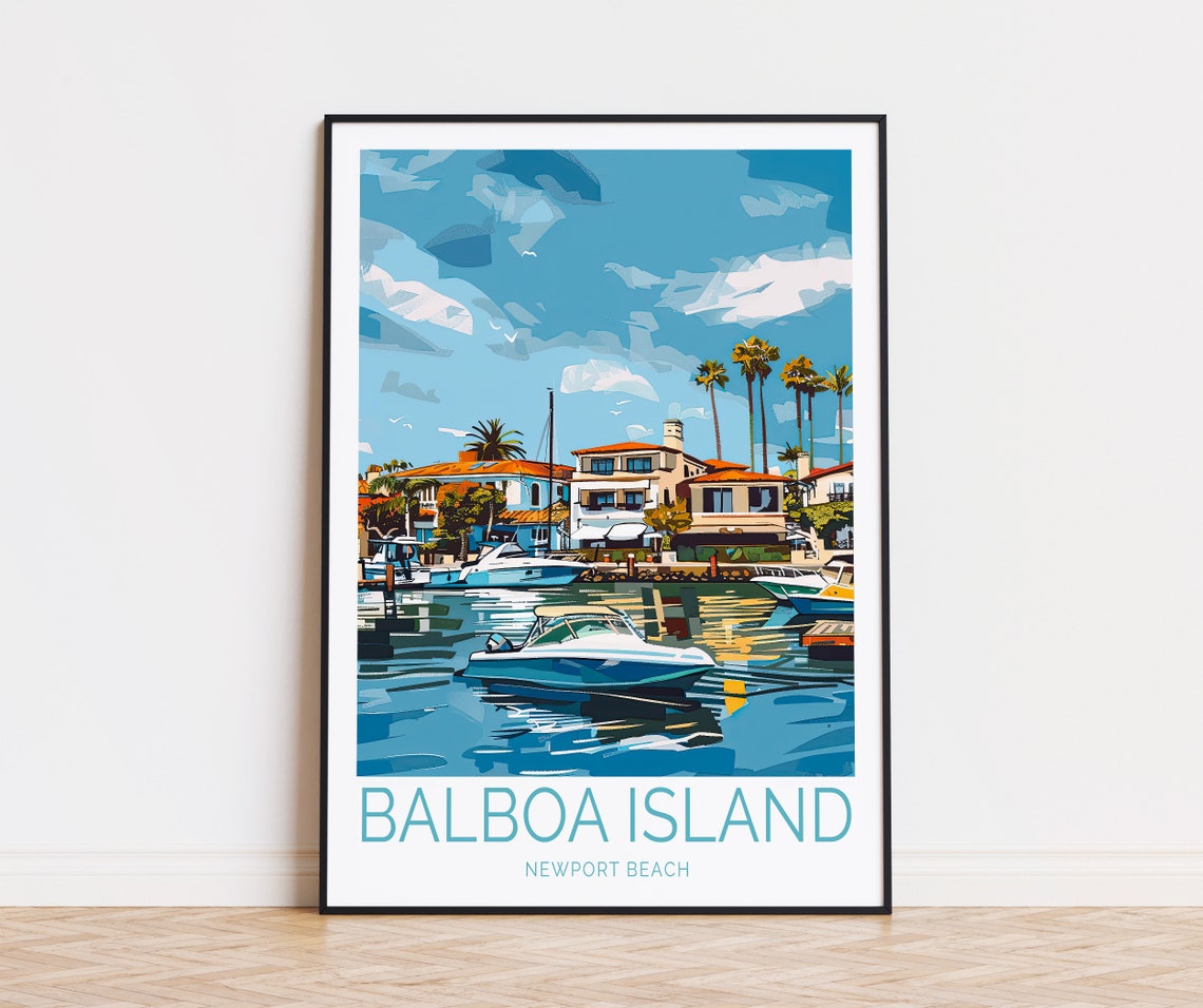 Balboa Island Newport Beach Marina With Boats And Palm Trees Poster
