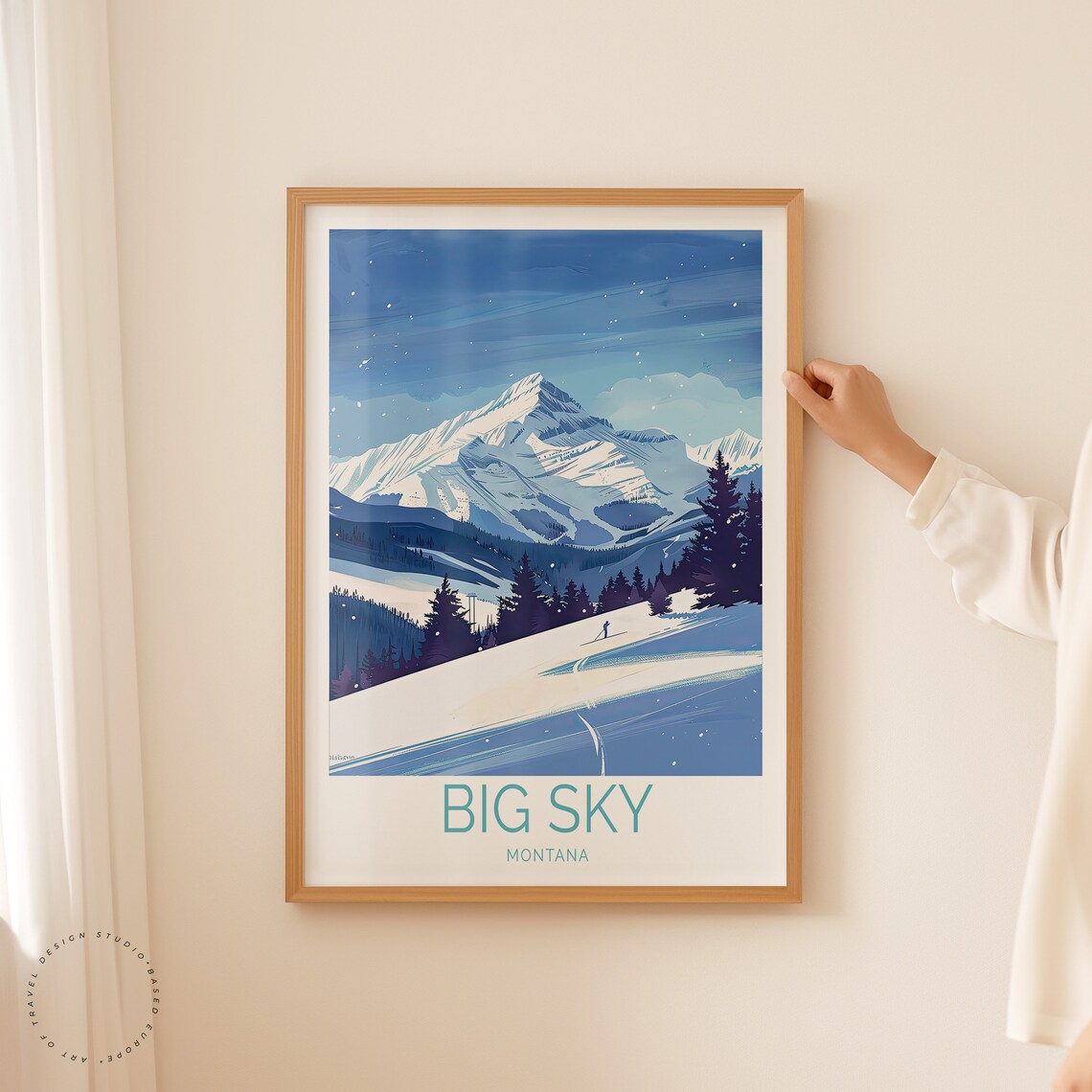 Big Sky Montana Daytime Ski Run on the Alpine Peak Travel Poster - Image 2