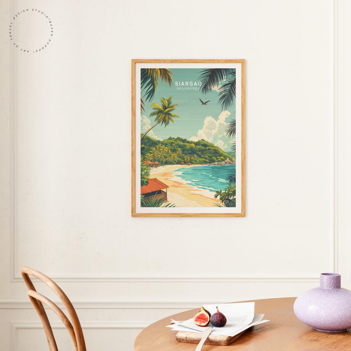 Siargao Philippines Palm Framed Beach Cove Huts Soaring Bird Poster - Image 4