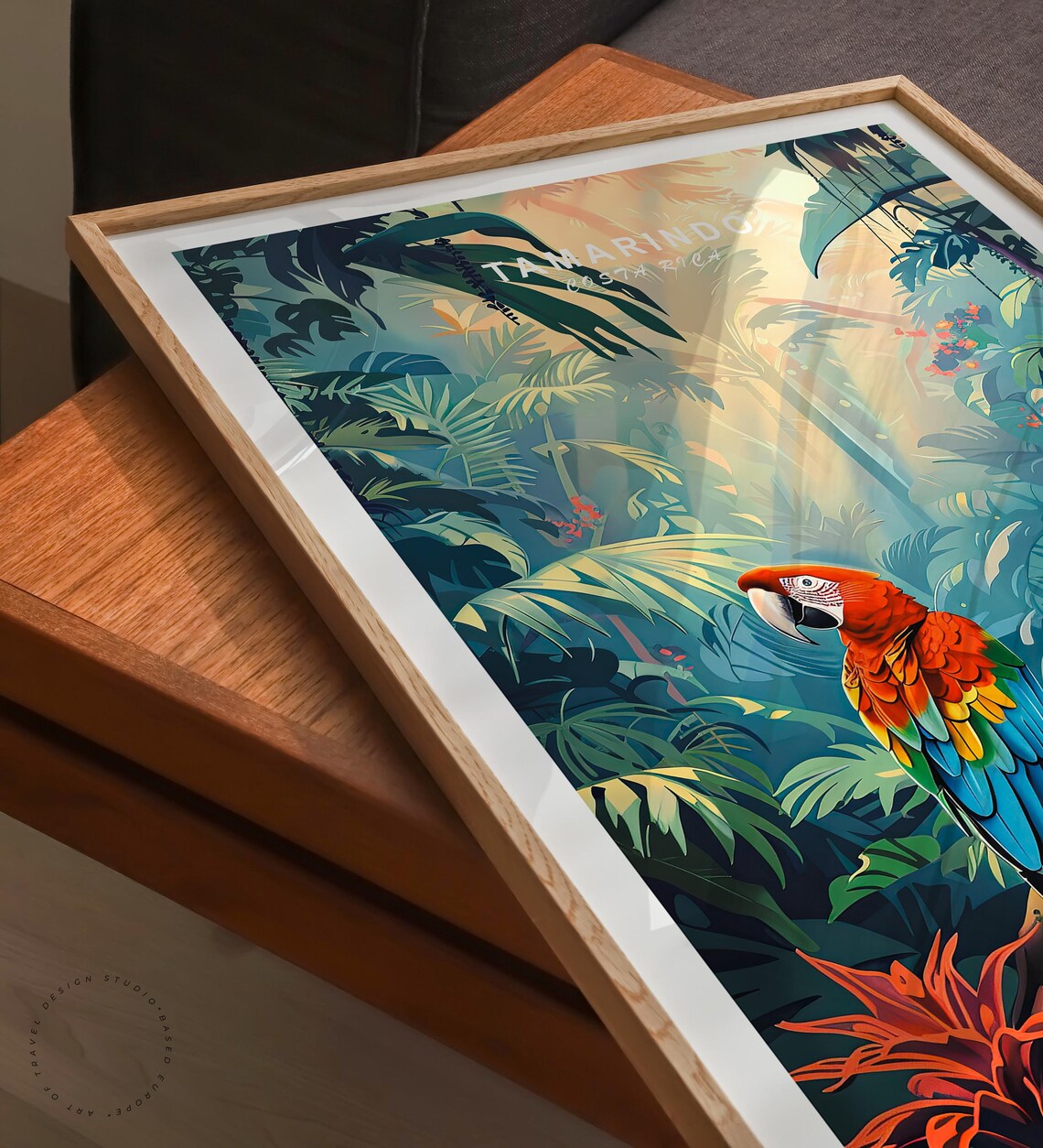 Tamarindo Costa Rica Macaw Among Palm Fronds At Dawn Travel Poster - Image 3